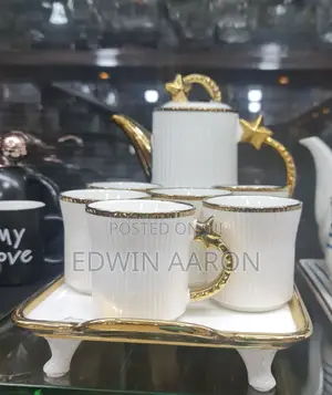 Ceramic Tea/Coffee Set With 6pcs Cups ,Tea Pot and Tray
