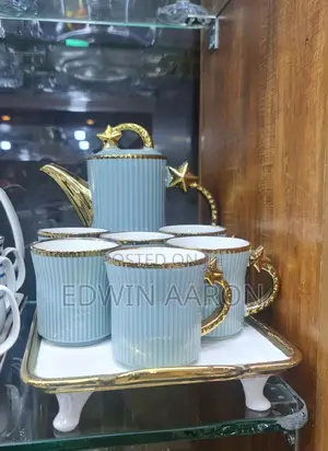 Ceramic Tea/Coffee Set With 6pcs Cups ,Tea Pot and Tray
