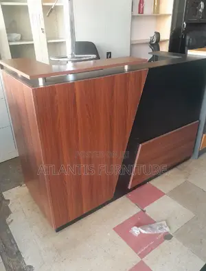 Black/Brown Reception Desk, 160cm