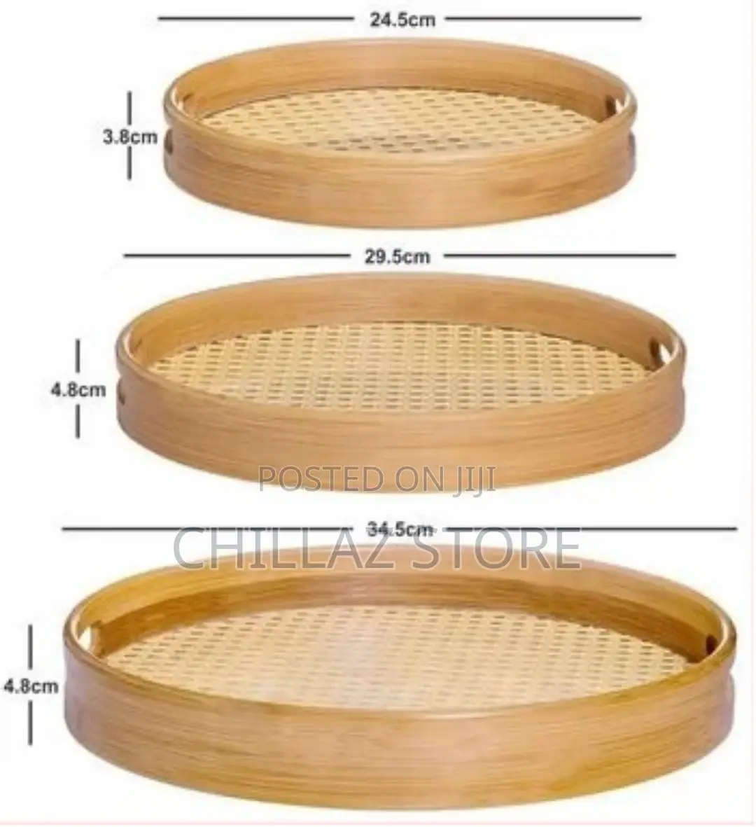 Lightbox
Bamboo Wooden Round Serving Tray Set of 3pcs-