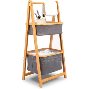 2 Tier Fold Out Floor Standing Bathroom Storage Tower