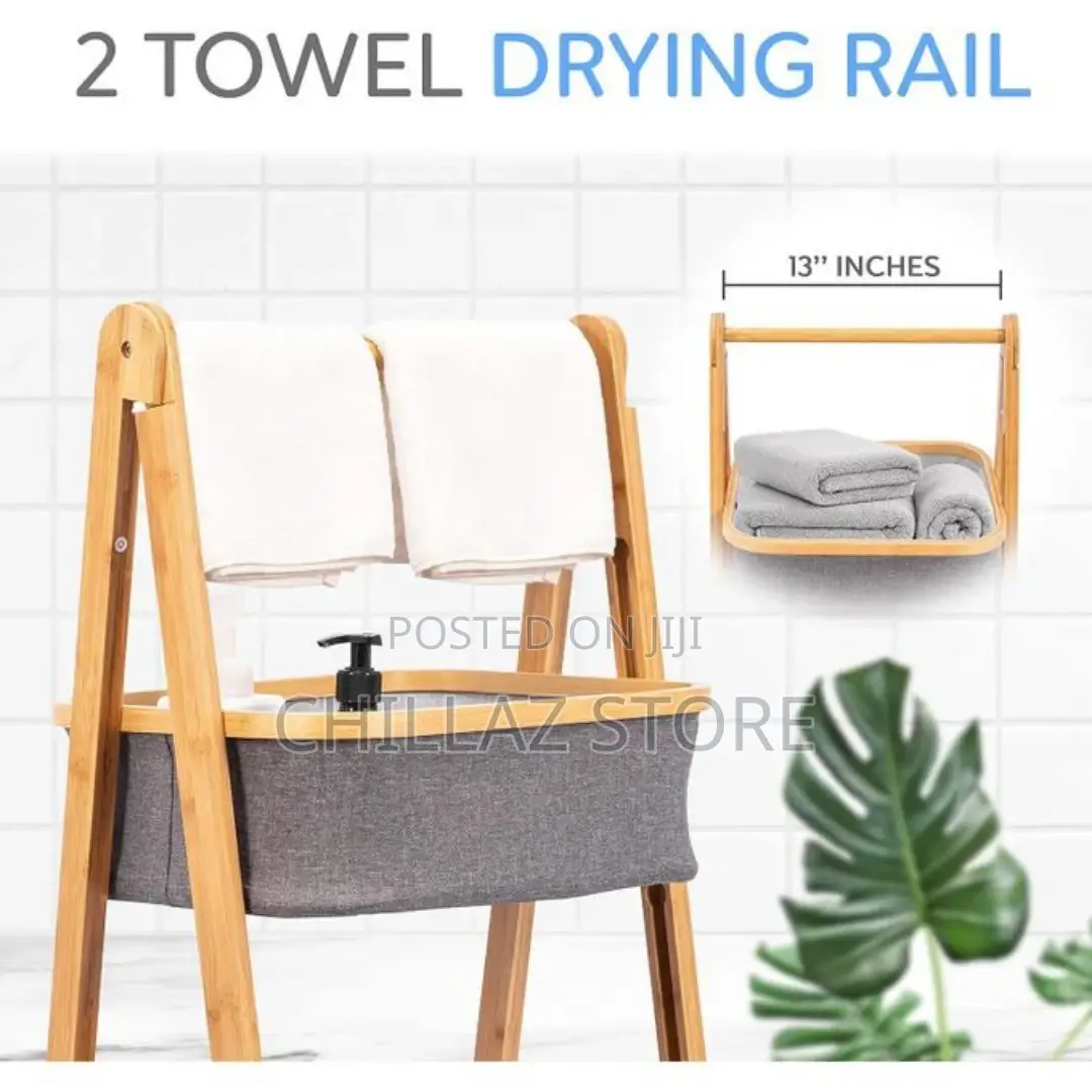 2 Tier Fold Out Floor Standing Bathroom Storage Tower