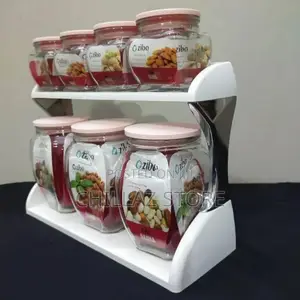 Oziba 7 PCS Glass Spice Jars Set Sugar Tea Coffee Canisters