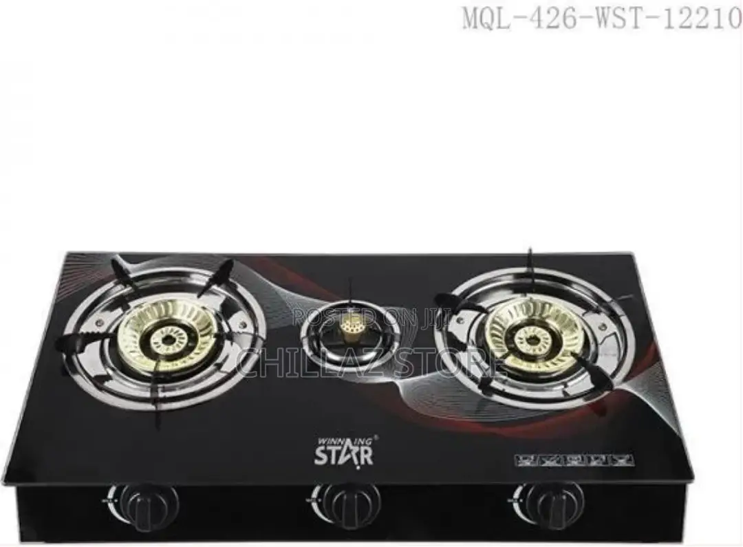 Winningstar Deluxe 3-Burner Glass Gas Stove