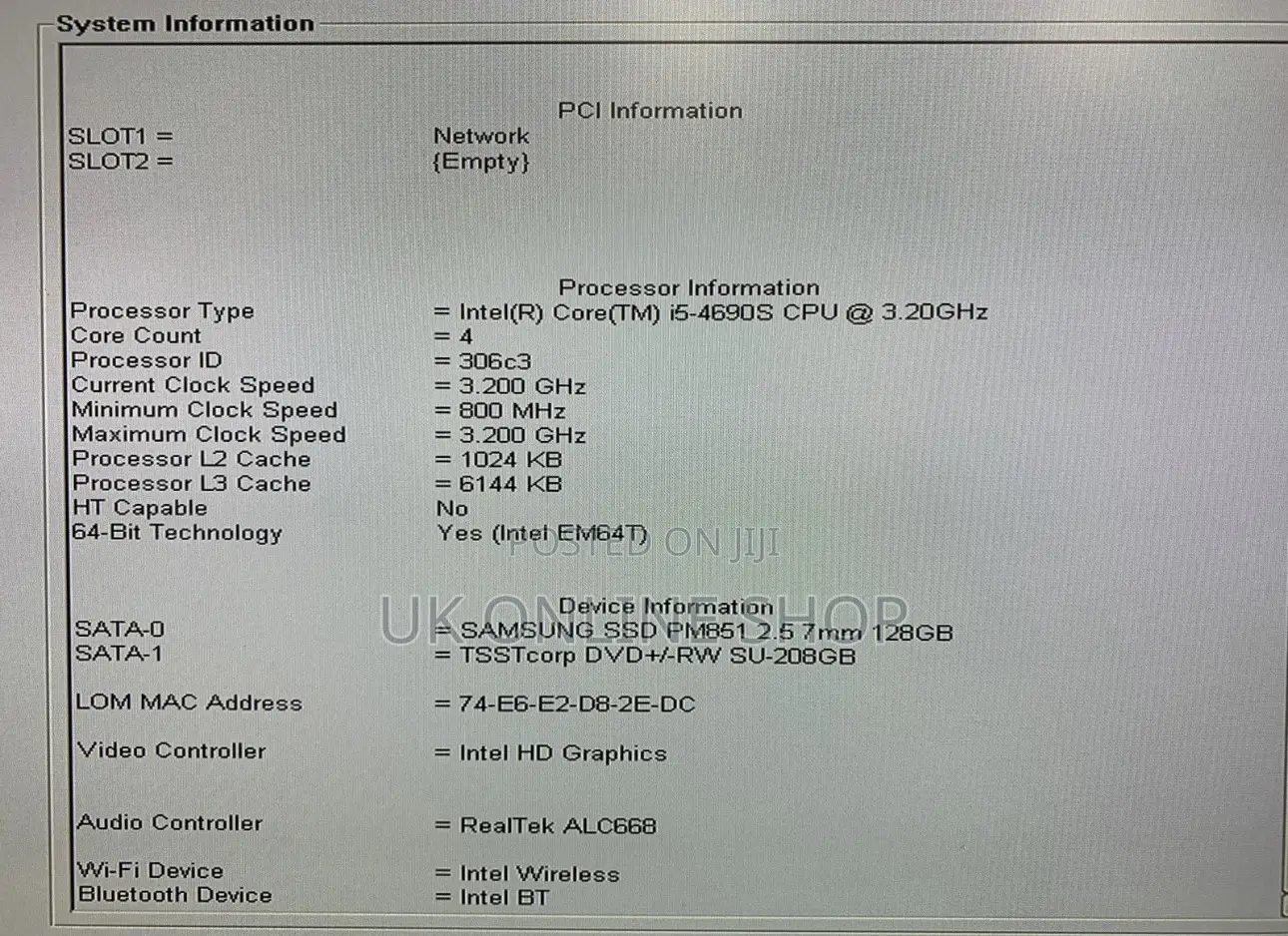 Desktop Computer Dell OptiPlex 9020 8GB Intel Core I5 SSD 128GB