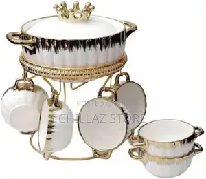 Fancy Ceramic Soup Tureen Bowl Gift Set With 6 Soup Bowls/
