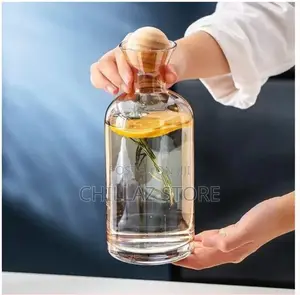 Glass Carafe Water Pitcher With Wood Lid, Kettle,
