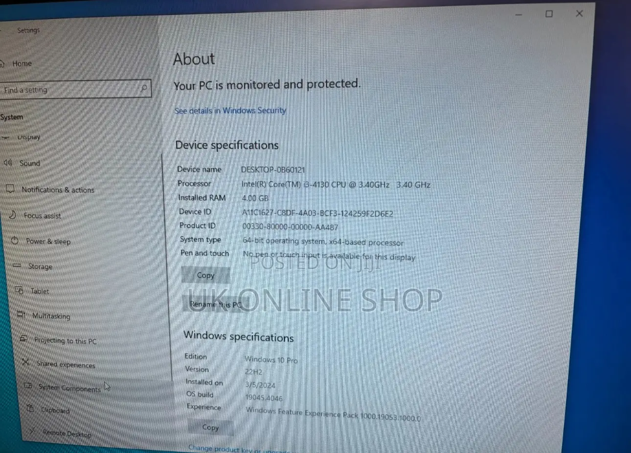 Desktop Computer Dell OptiPlex 3020 4GB Intel Core I3 HDD 500GB