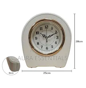 Indoor Leather Living Room Desktop Table Clock
