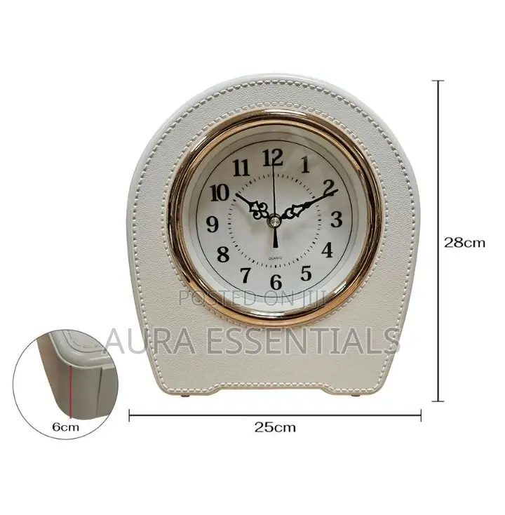 Indoor Leather Living Room Desktop Table Clock
