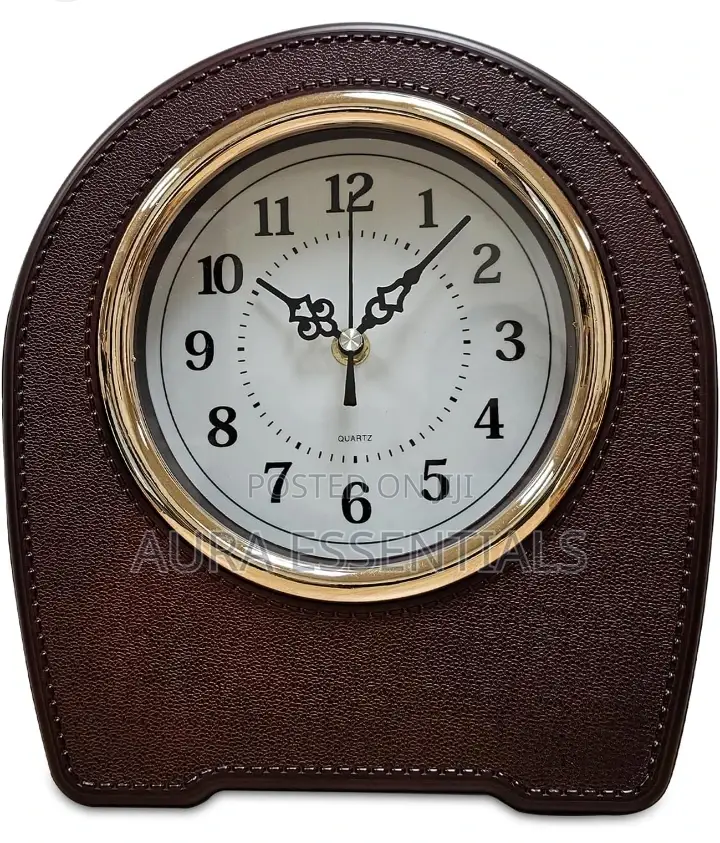 Indoor Leather Living Room Desktop Table Clock