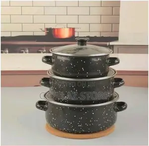 Set of 3 Enamel Casserole Sartin Cookware Pots