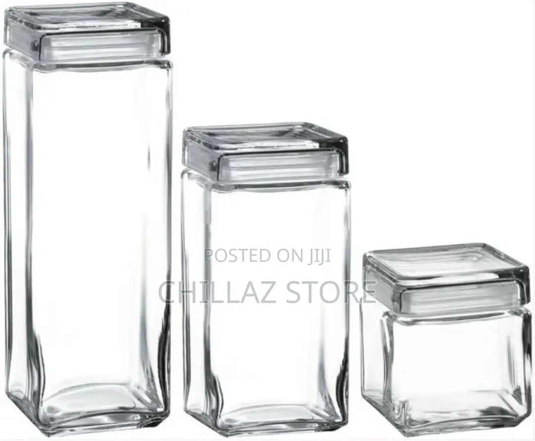4 Piece of Transparent Square Acrylic Storage Jars