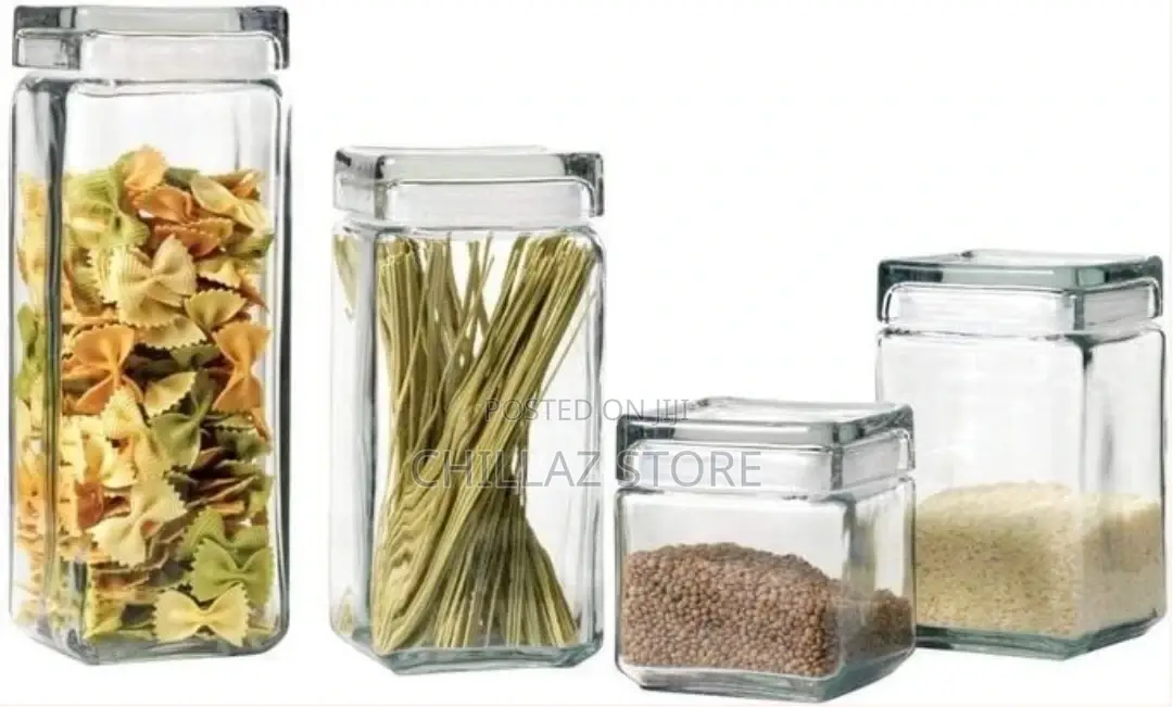 4 Piece of Transparent Square Acrylic Storage Jars