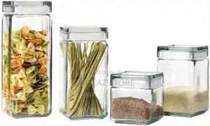 4 Piece of Transparent Square Acrylic Storage Jars