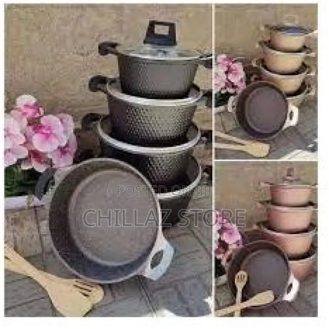 10 Piece Granite Non-Stick Saucepan Cookware Serving Dishes
