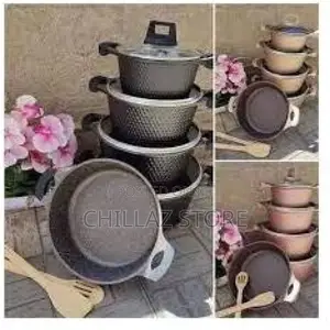 10 Piece Granite Non-Stick Saucepan Cookware Serving Dishes