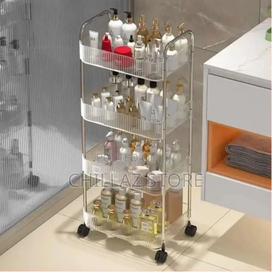 Acrylic Clear 4 Tier Utility Cart, Rolling Cosmetics Laundry