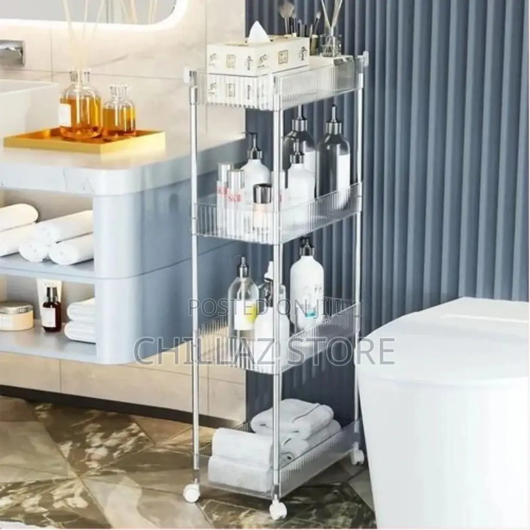 Acrylic Clear 4 Tier Utility Cart, Rolling Cosmetics Laundry