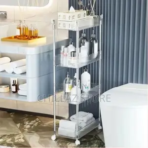 Acrylic Clear 4 Tier Utility Cart, Rolling Cosmetics Laundry