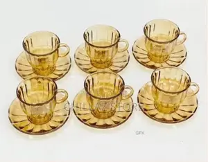 6 Pieces of Glass Tea Cups Sets Coffee Flower Tea Mugs