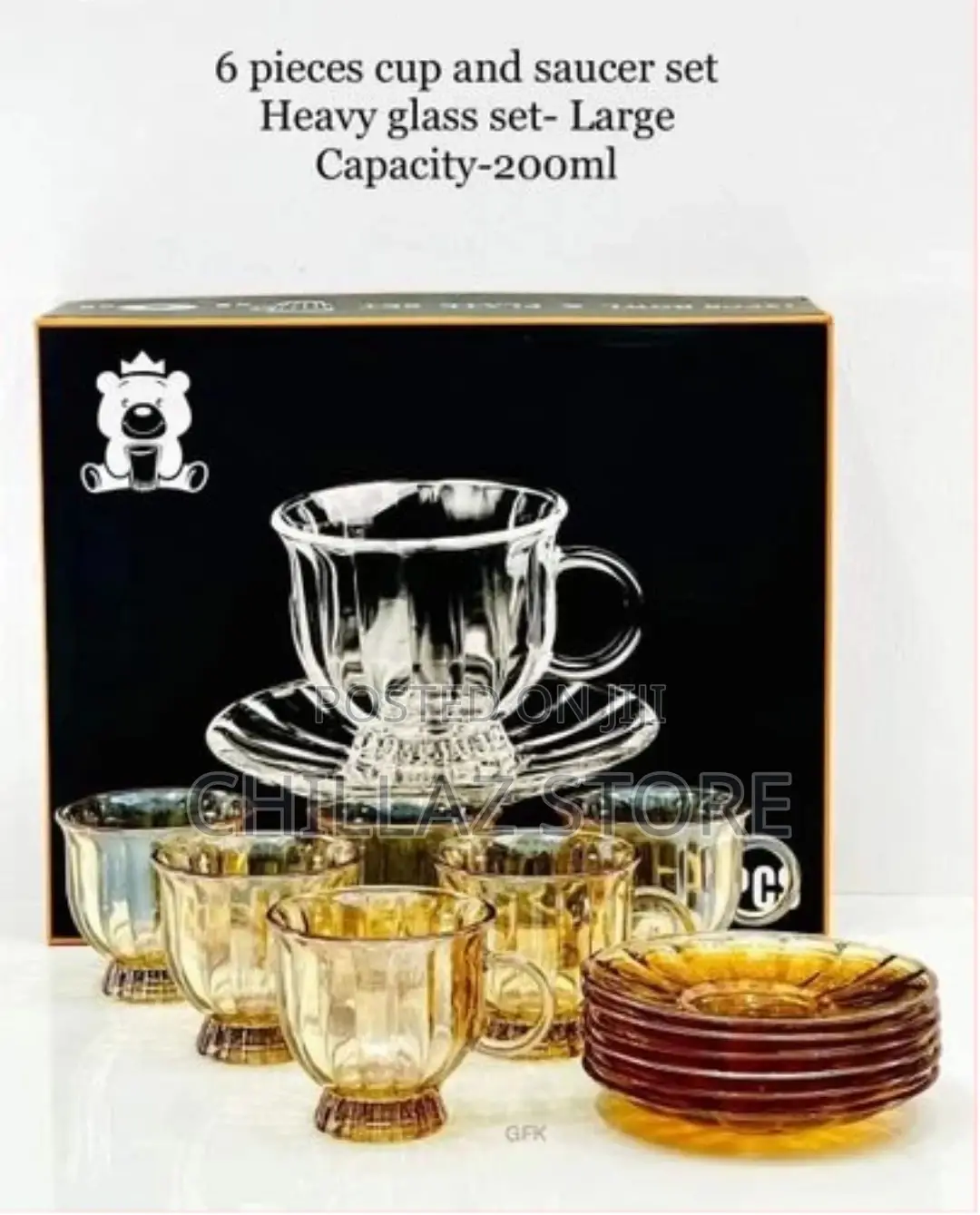 6 Pieces of Glass Tea Cups Sets Coffee Flower Tea Mugs