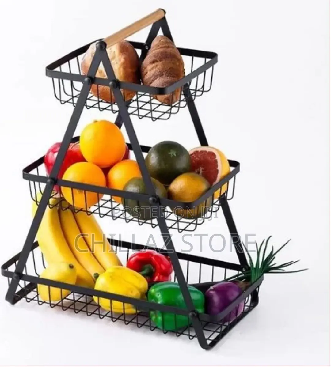 3 Tier Portable Fruit Basket Stand Vegetable Bread Snacks