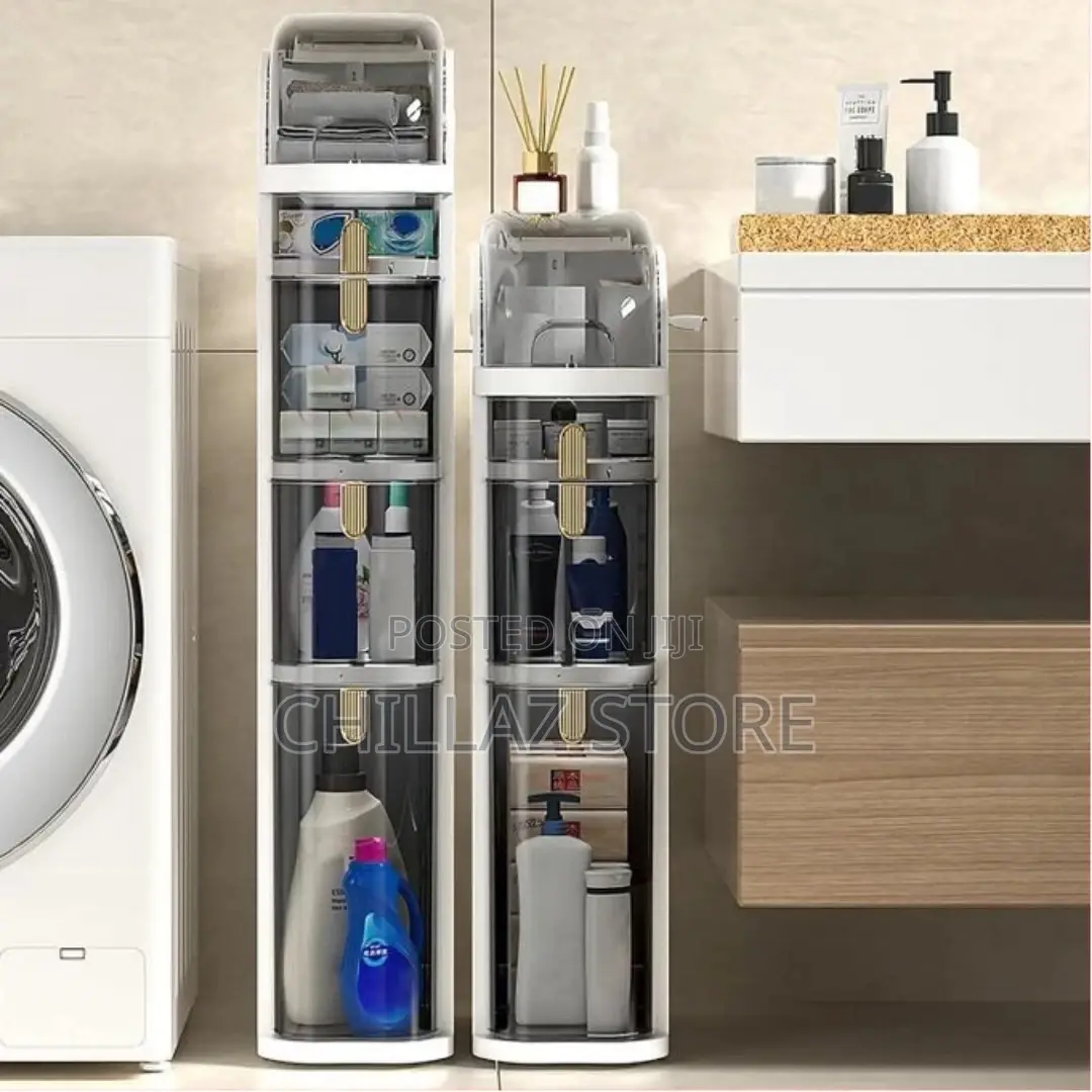 3 Tier Shower Floor Storage Cabinet 7in Narrow Corner