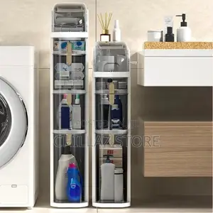 3 Tier Shower Floor Storage Cabinet 7in Narrow Corner