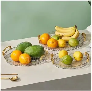 3 Pieces of Round Food Tray Fruit Teatable Serving Tray Home