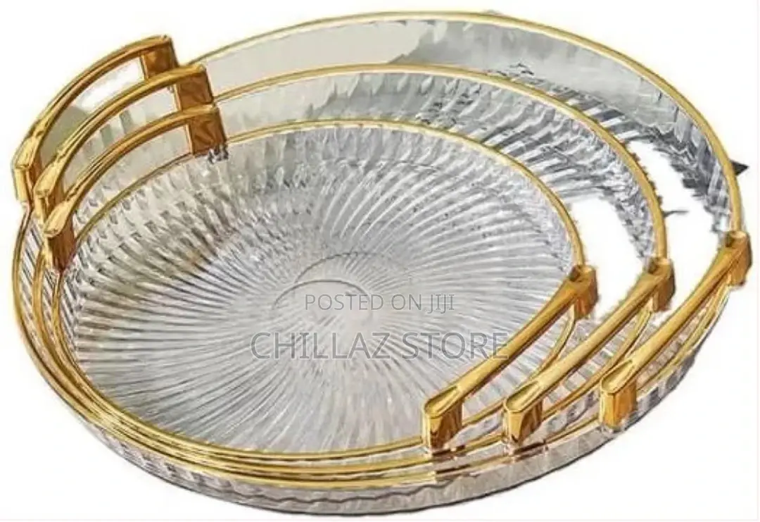 3 Pieces of Round Food Tray Fruit Teatable Serving Tray Home