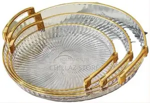 3 Pieces of Round Food Tray Fruit Teatable Serving Tray Home