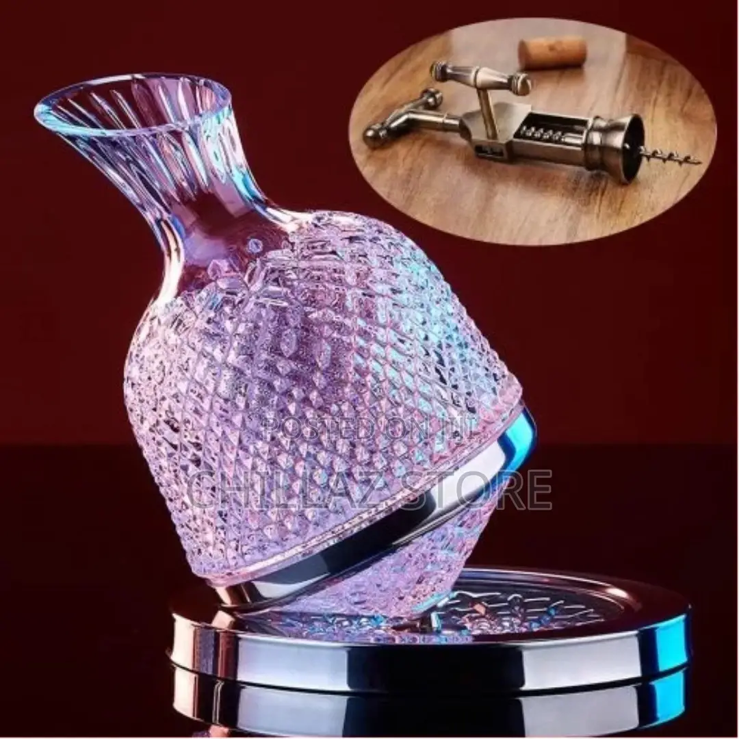 Spinning Decanter for Whisky,Wine, 1500ML Crystal Glass Wine