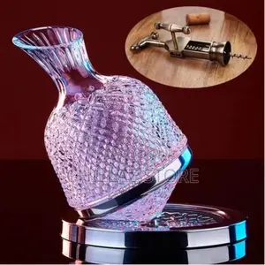 Spinning Decanter for Whisky,Wine, 1500ML Crystal Glass Wine