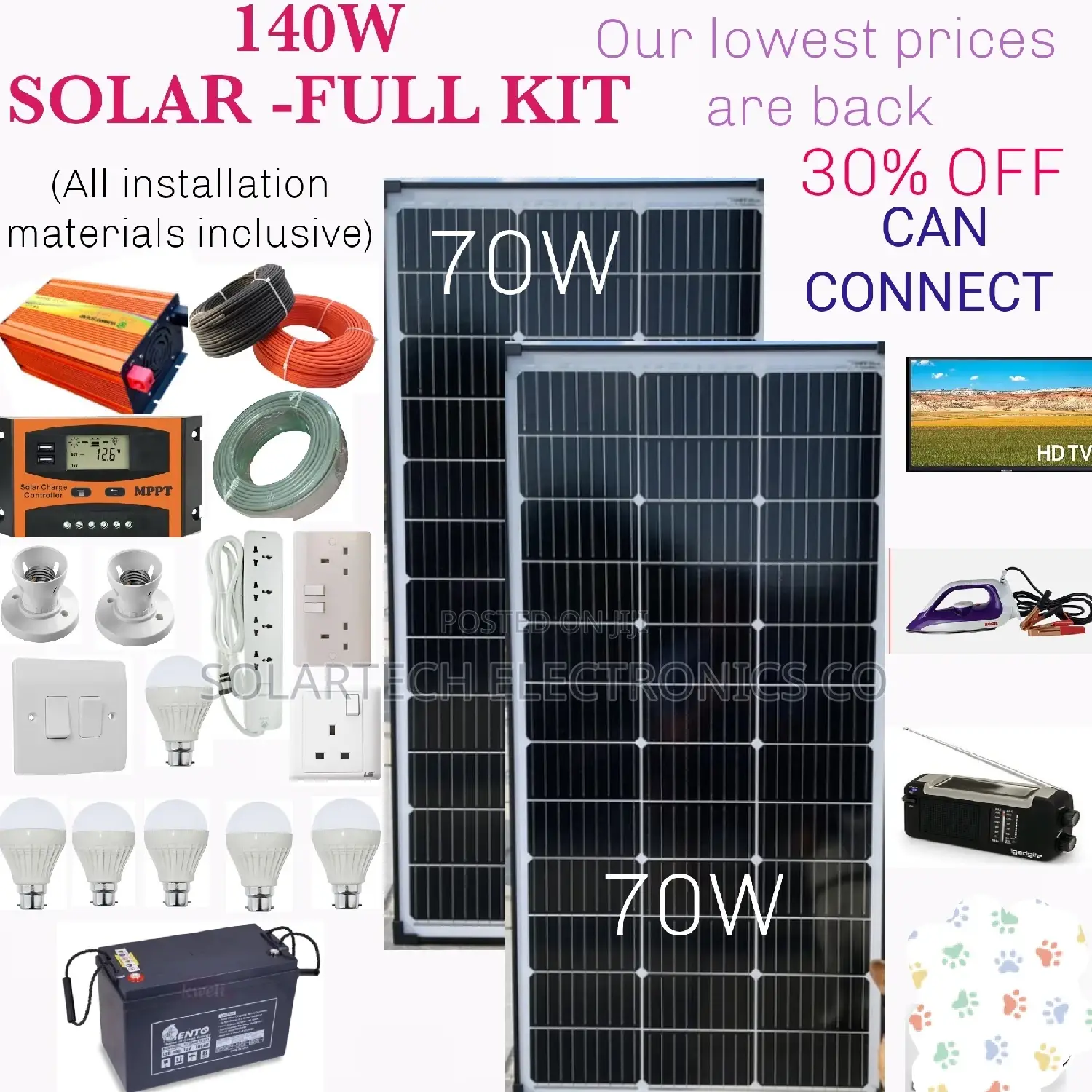 140W Solar System Full Kit