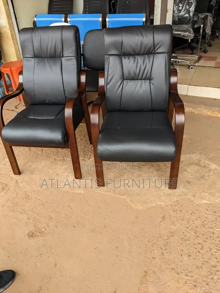 Wooden Legs Leather Office Chair