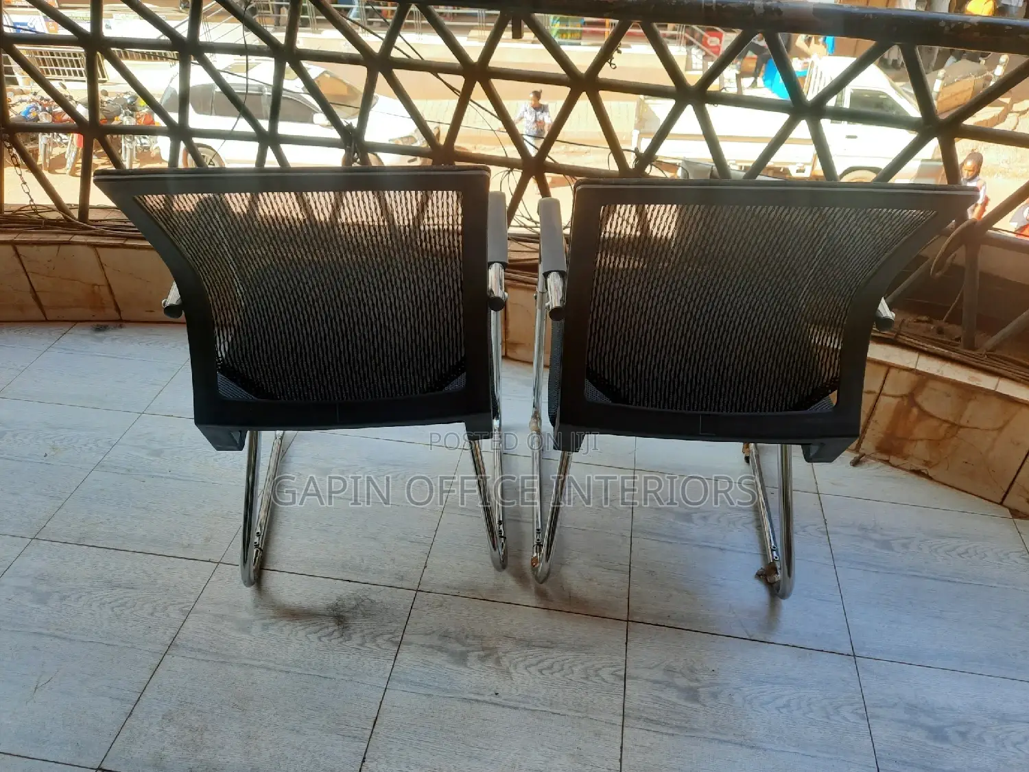 Back Mesh Waiting Chairs, 2 Pieces