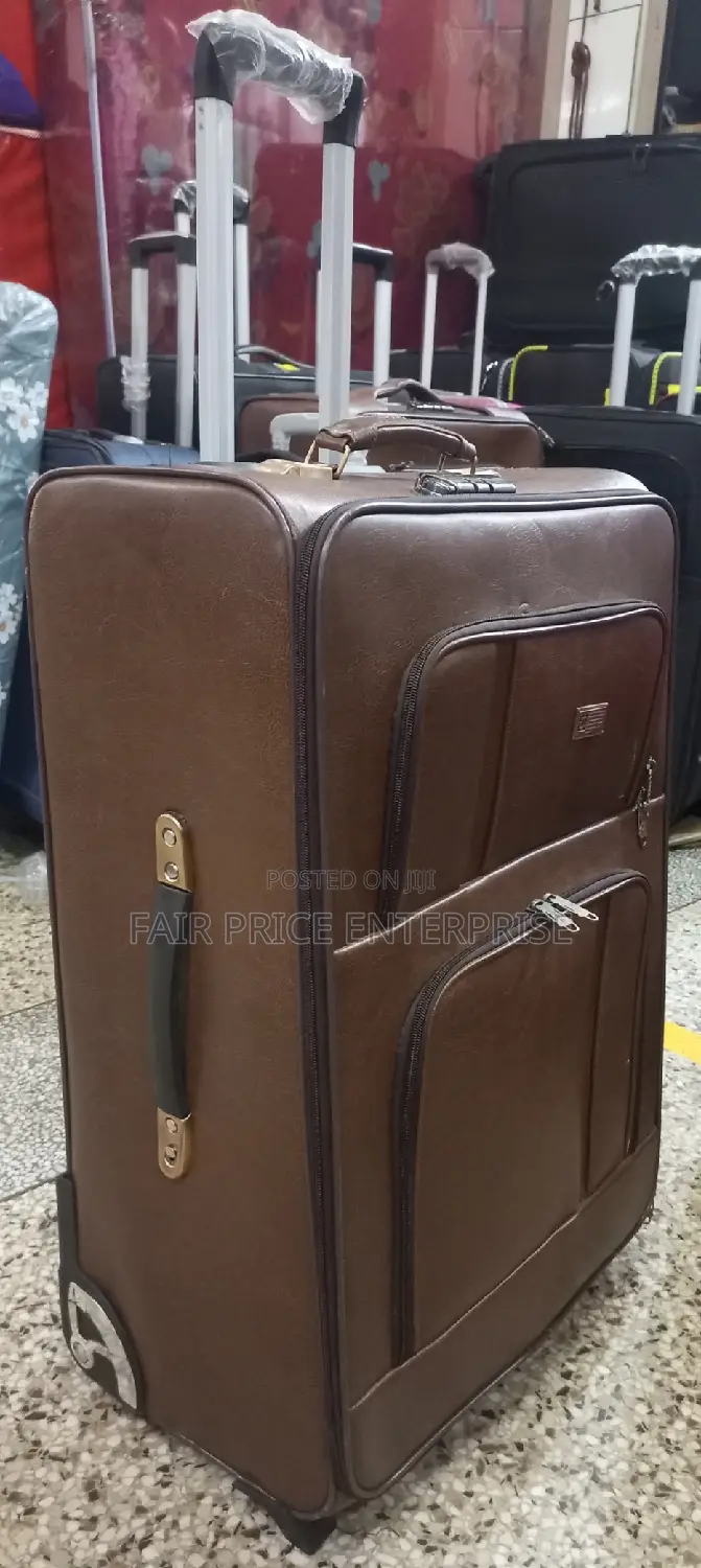Original Leather Suitcase Medium Size ( Brown  Color)