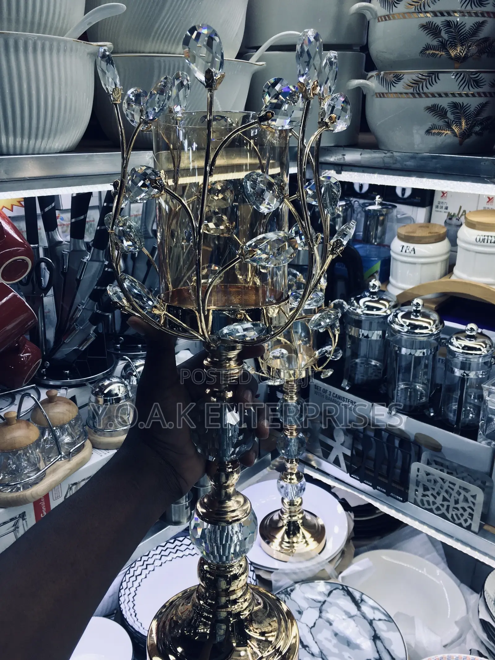 Decorated Candle Stand Gold