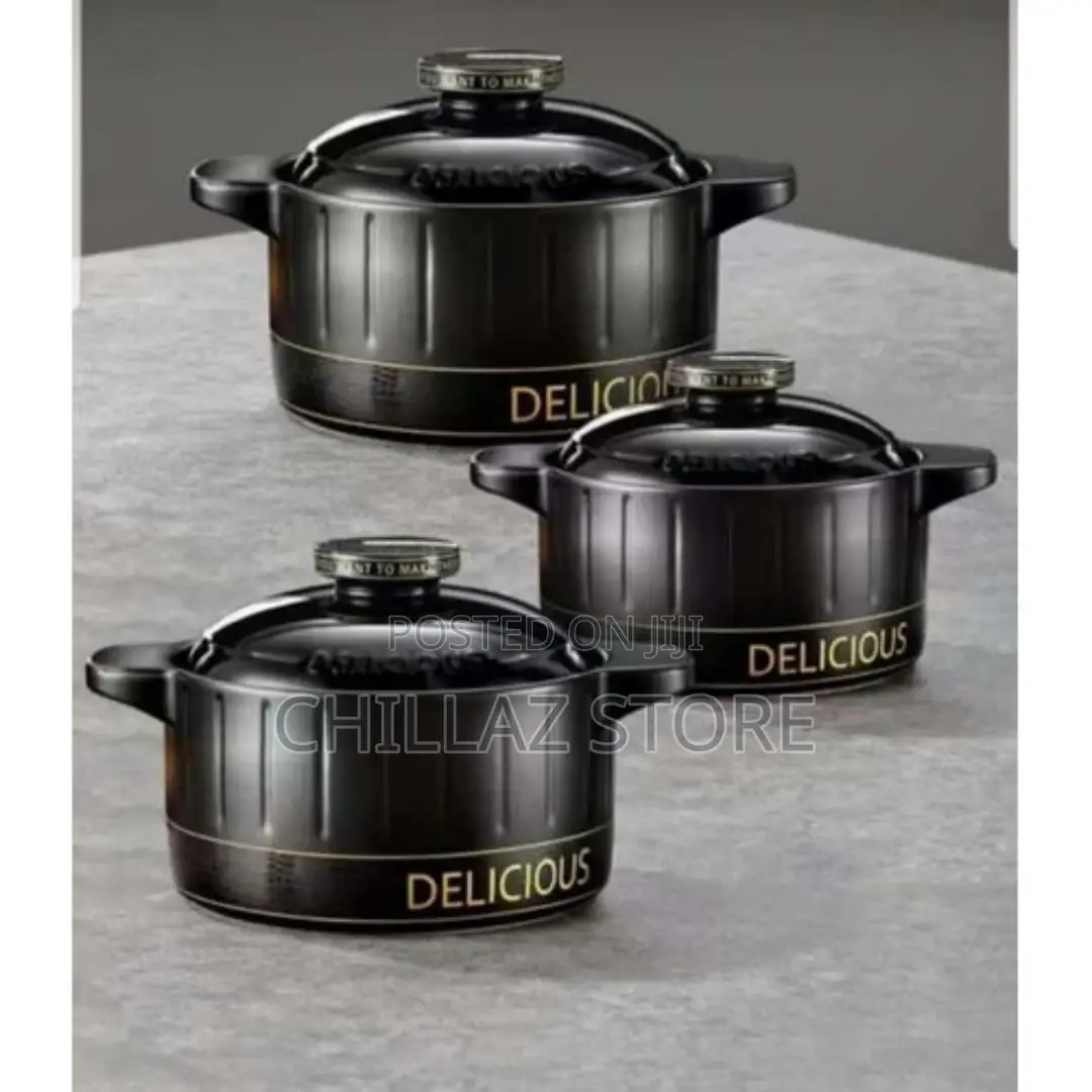 3 Piece Bakelite Handle Cookware 3-Quart Ceramic Casserole