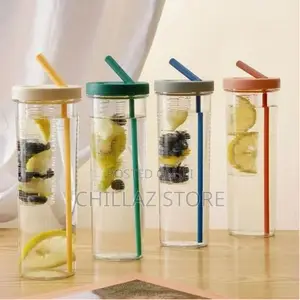 1 Piece of Folding Straw Cup With Lid Transparent Reusable