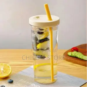 1 Piece of Folding Straw Cup With Lid Transparent Reusable