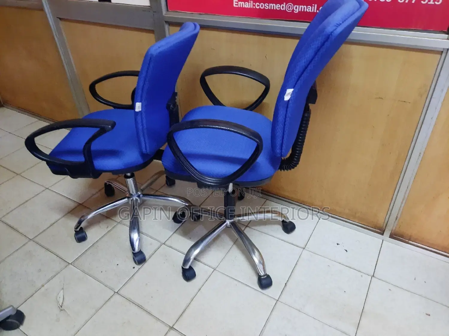 Blue Office Chairs, 2 Pieces