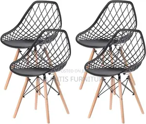 Plastic Chairs With Wooden Legs.