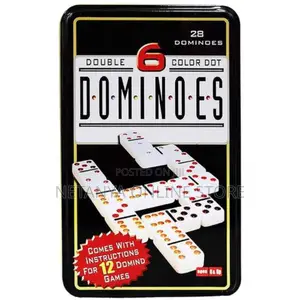 Double 6 Black Dot Dominoes Set With Metal Tin Case