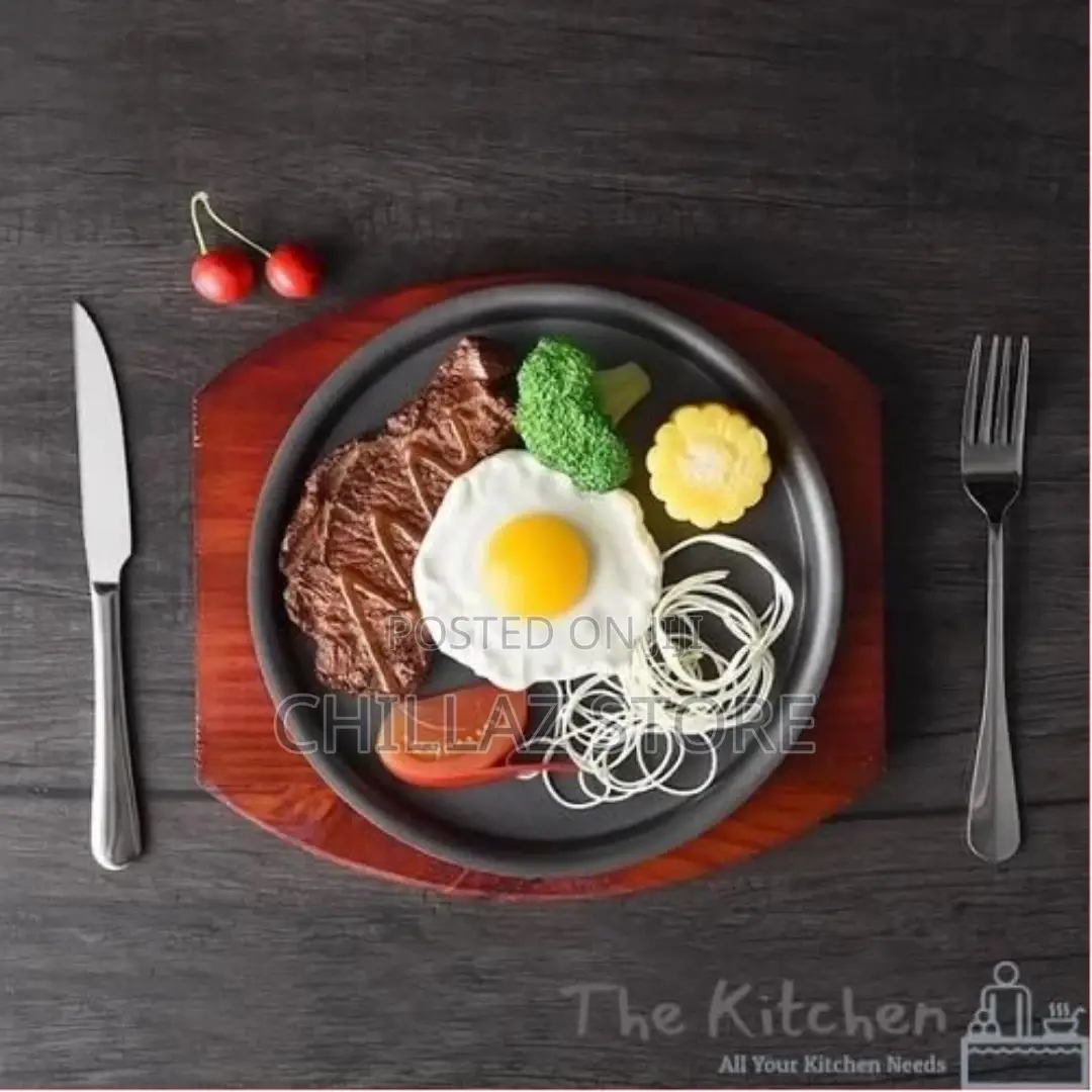 Kitchen Round Sizzling Plate Cast Iron Plate