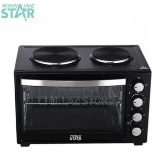 RAF 40 Litres Electric Oven Cooker With 2 Hot Plates- Black