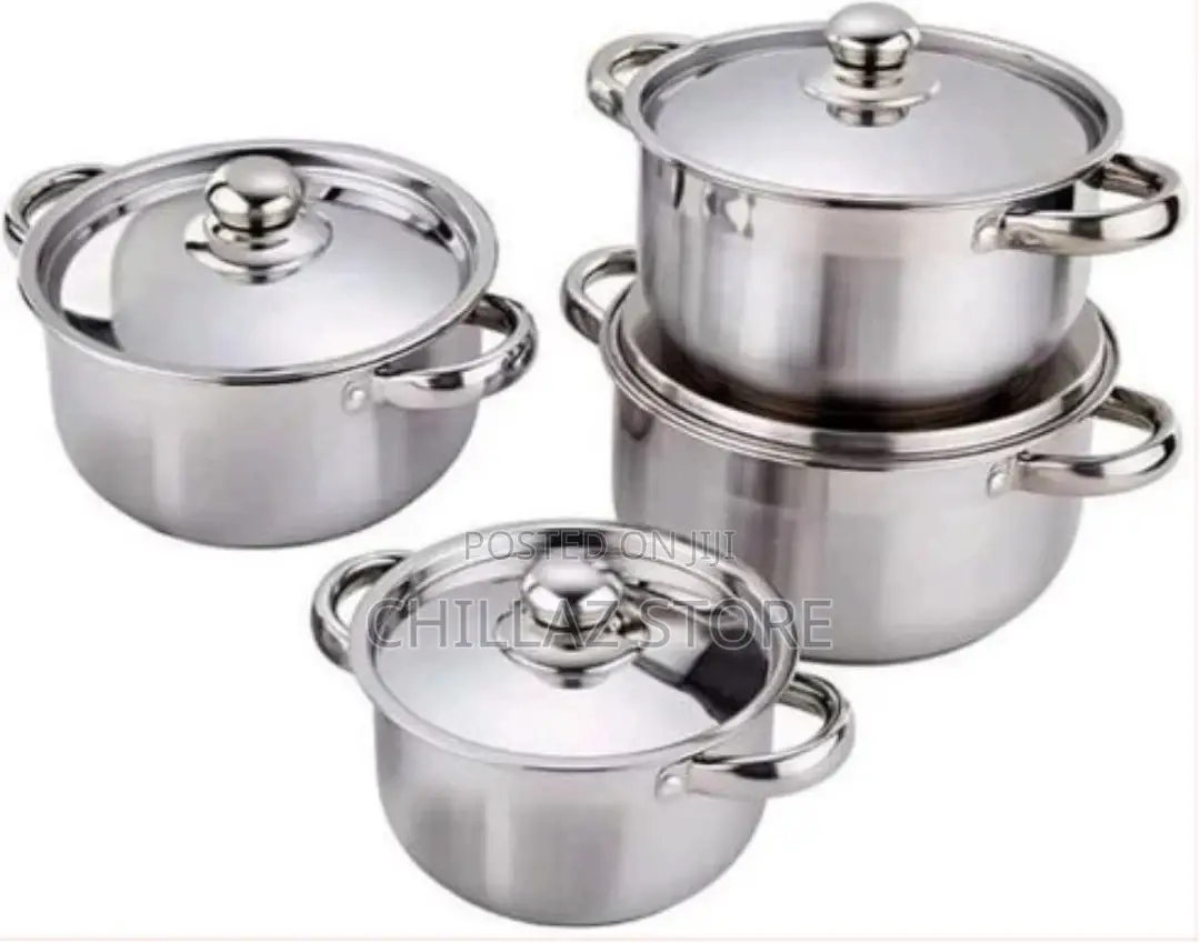 8 Piece Stainless Steel Saucepans Cookware Pots, Silver