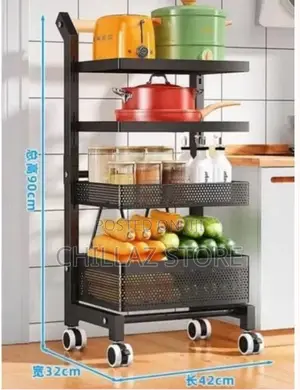4 Layer Kitchen Storage Trolley Fruit Vegetable Rack