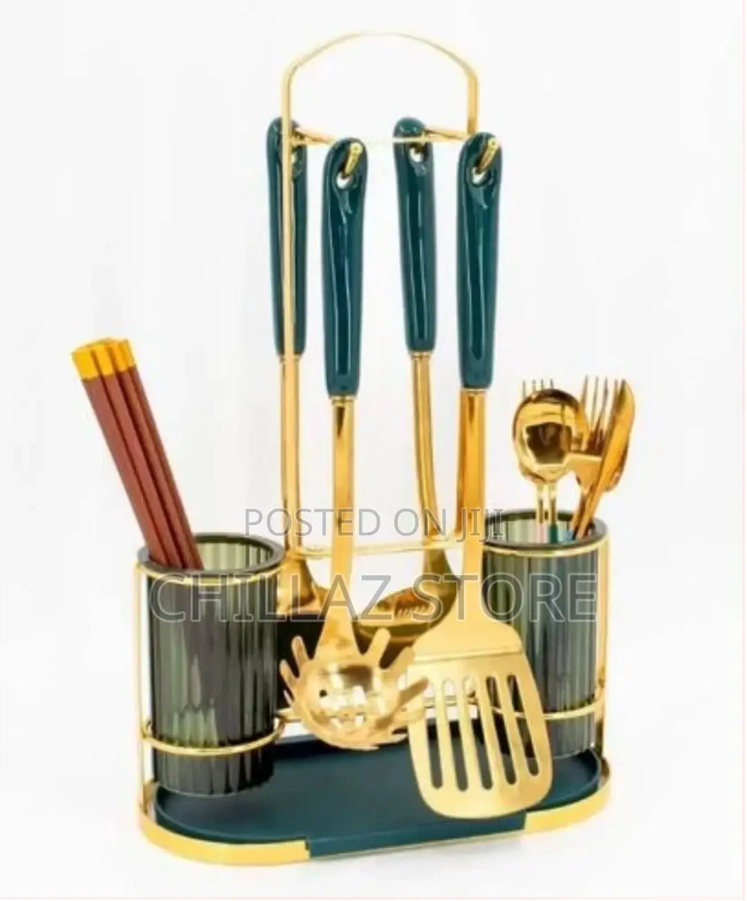 Kitchen Utensil Holder Countertop2 Cups Cooking Cutlery Rack